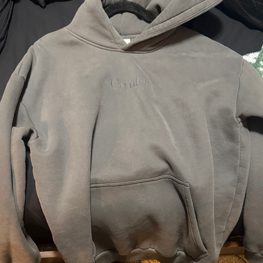 Comfort Embroidered Gray Men's Pullover Hoodie
